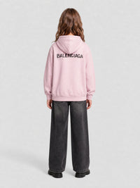 Hand-Drawn Balenciaga faded pink & black Hoodie - Faded Pink & Black