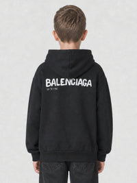 Hand-Drawn Balenciaga black & cocoa Hoodie - Black & Cocoa