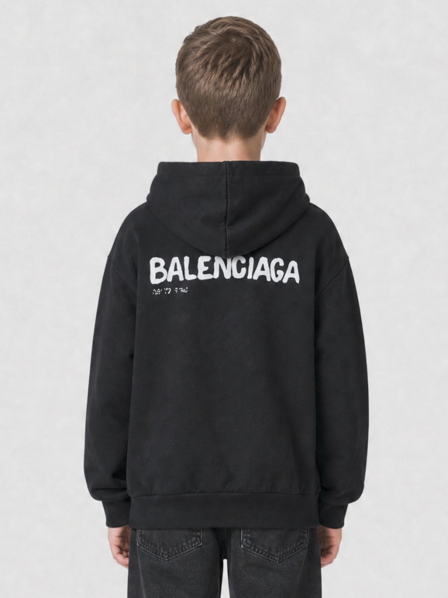 Hand-Drawn Balenciaga black & cocoa Hoodie - Black & Cocoa