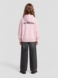 Hand-Drawn Balenciaga faded pink & black Hoodie - Faded Pink & Black