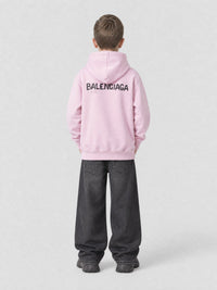 Hand-Drawn Balenciaga faded pink & black Hoodie - Faded Pink & Black