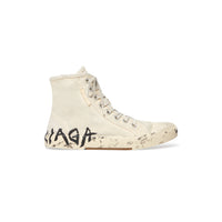 Paris High Top Graffiti Sneakers - White & Black