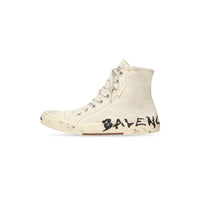 Paris High Top Graffiti Sneakers - White & Black