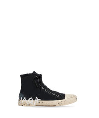 Paris High Top Graffiti Sneakers - Black & White