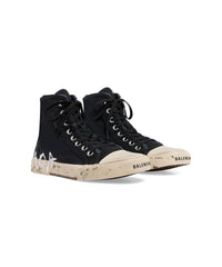 Paris High Top Graffiti Sneakers - Black & White