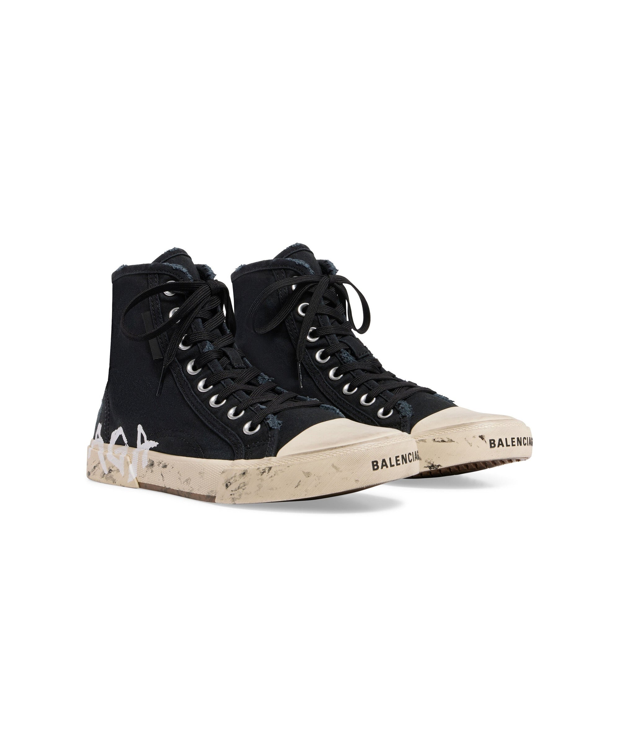 Paris High Top Graffiti Sneakers - Black & White