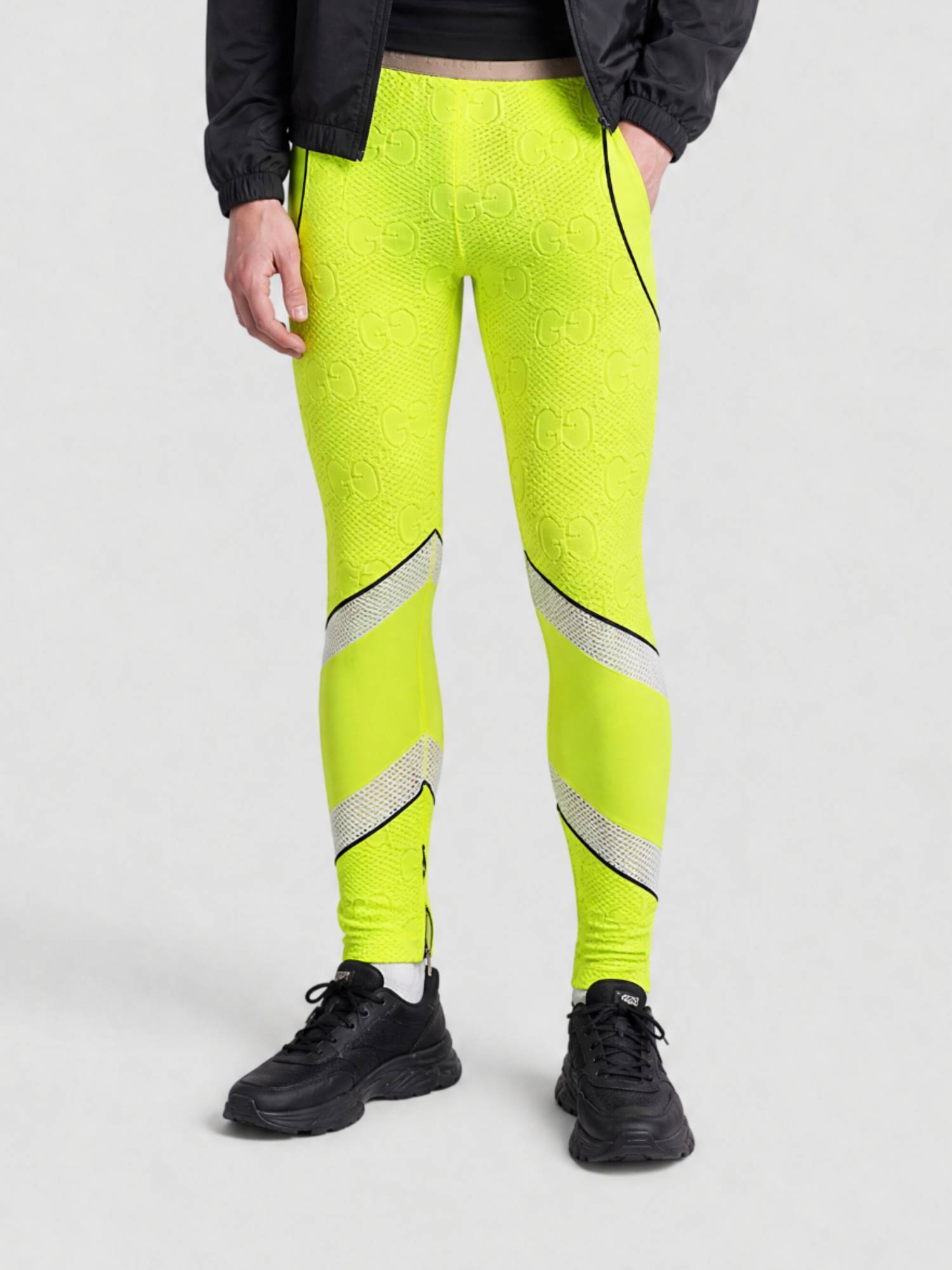 Poly Jacquard fluo yellow Leggings - Fluo Yellow