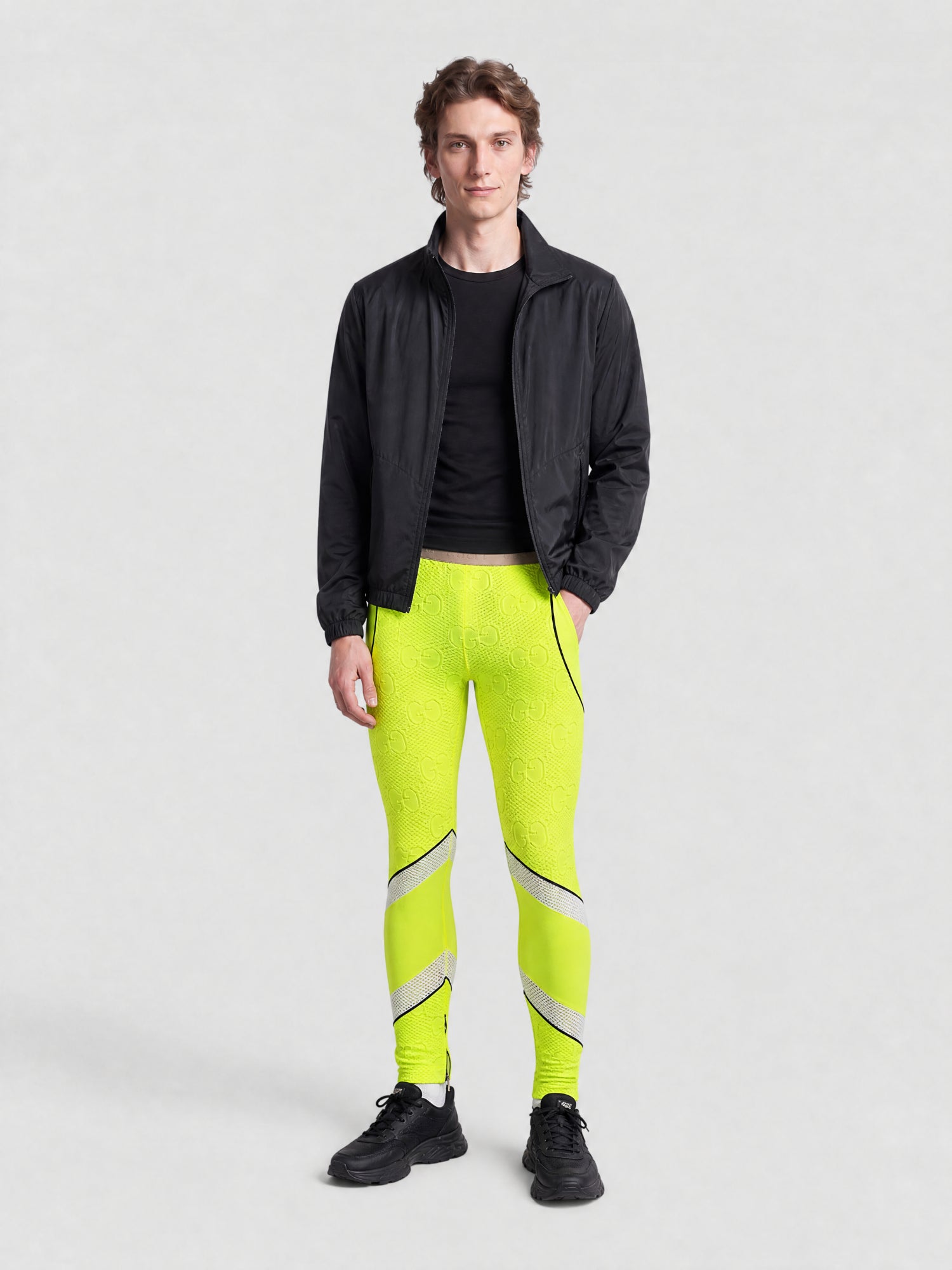 Poly Jacquard fluo yellow Leggings - Fluo Yellow