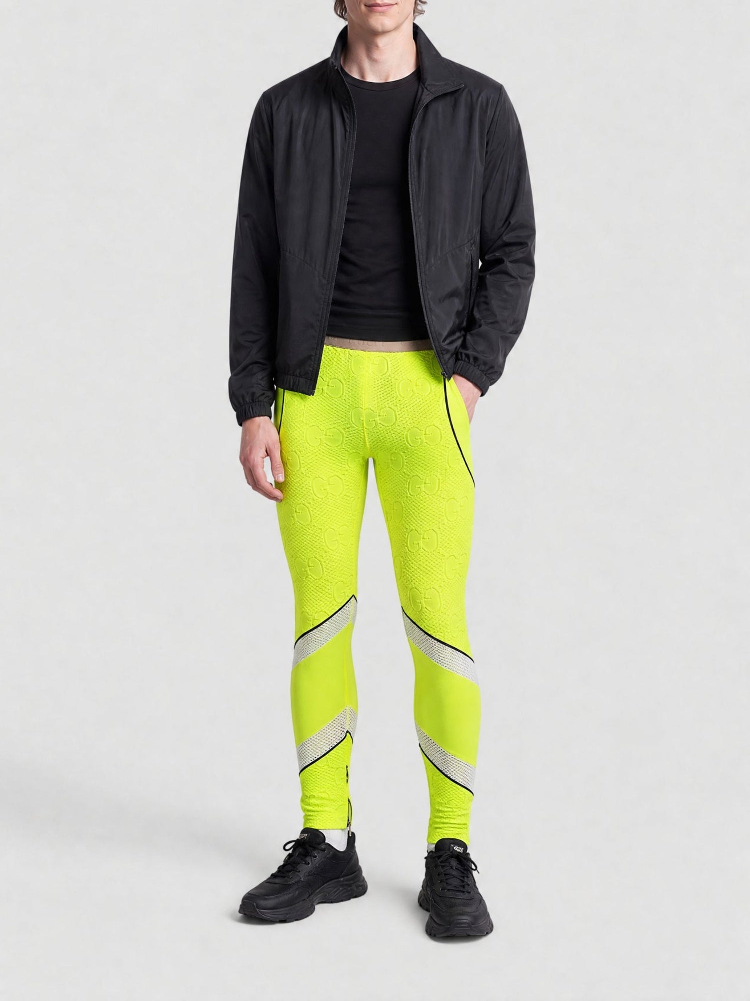 Poly Jacquard fluo yellow Leggings - Fluo Yellow