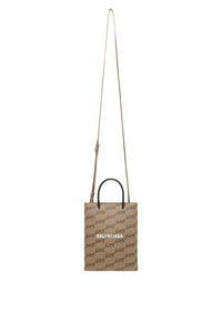 BB Monogram Coated Canvas beige & brown Large Shopping Bag - Beige & Brown