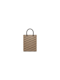 BB Monogram Coated Canvas beige & brown Large Shopping Bag - Beige & Brown