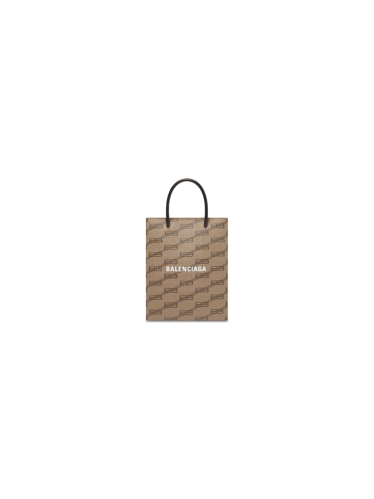 BB Monogram Coated Canvas beige & brown Large Shopping Bag - Beige & Brown