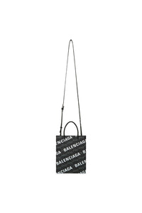 BB Monogram Coated Canvas And Allover Logo black Large Shopping Bag - Black & Vrv