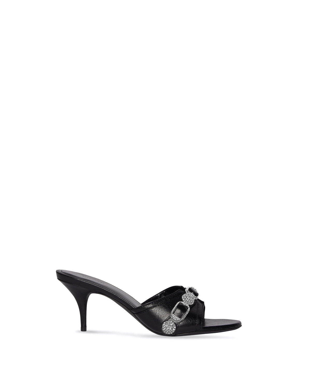 Cagole 70 Sandals With Rhinestones - Black & Crystal