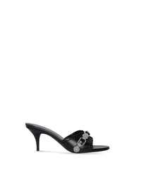Cagole 70 Sandals With Rhinestones - Black & Crystal