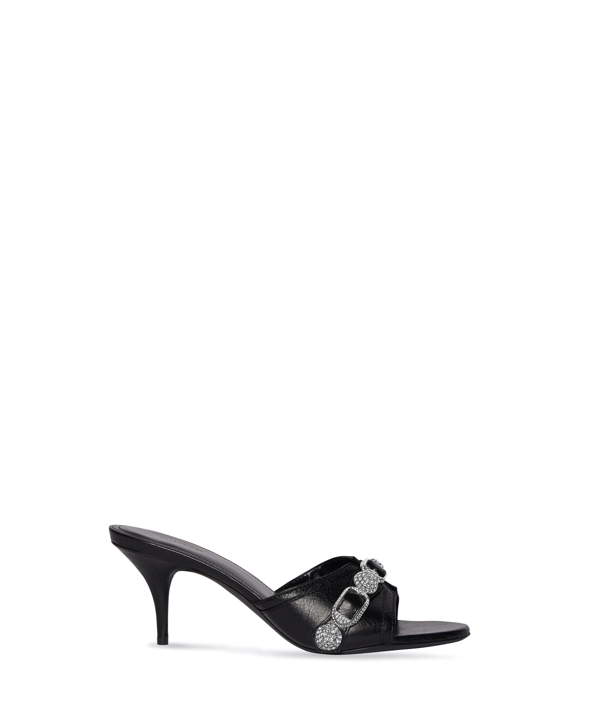 Cagole 70 Sandals With Rhinestones - Black & Crystal