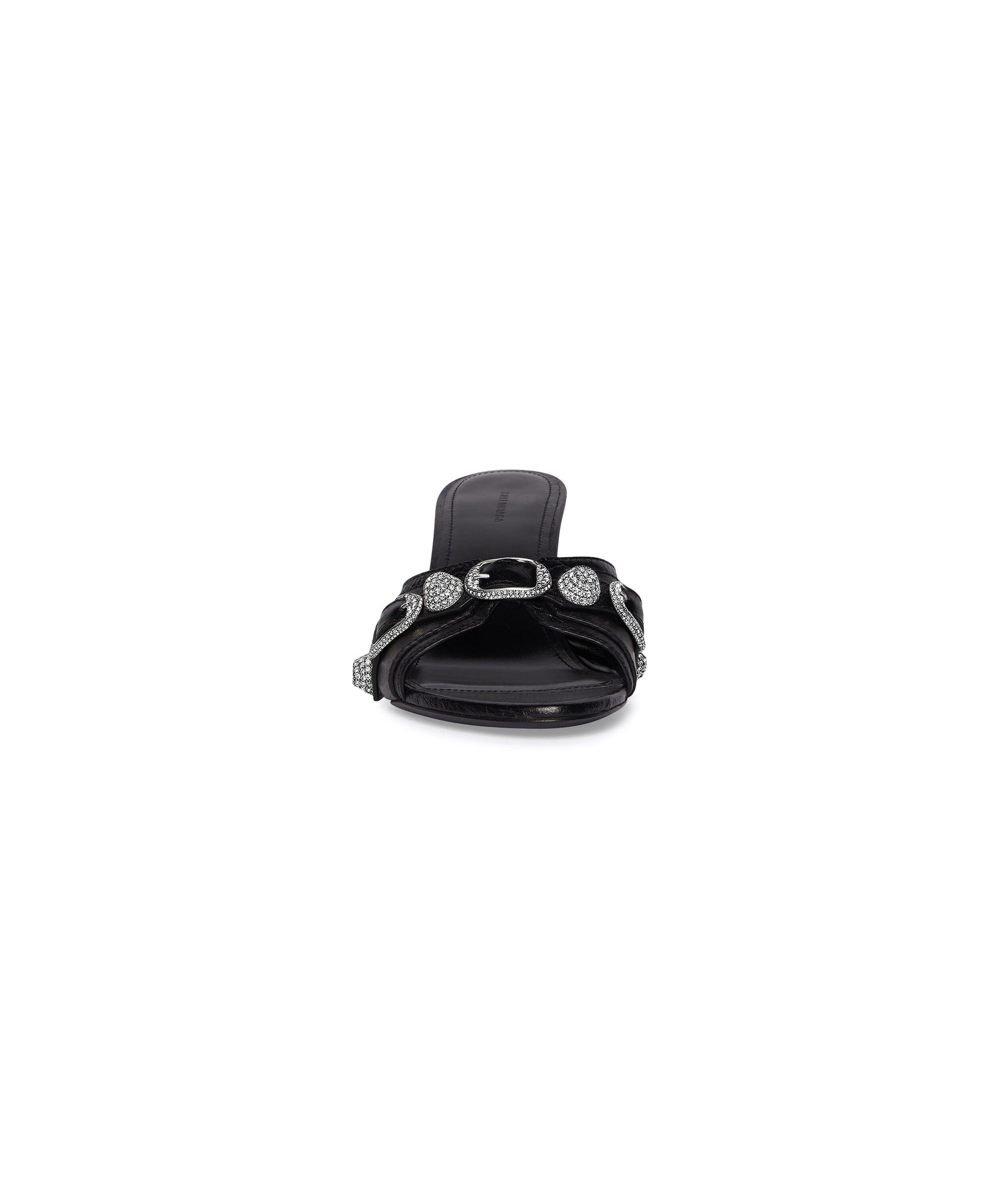 Cagole 70 Sandals With Rhinestones - Black & Crystal