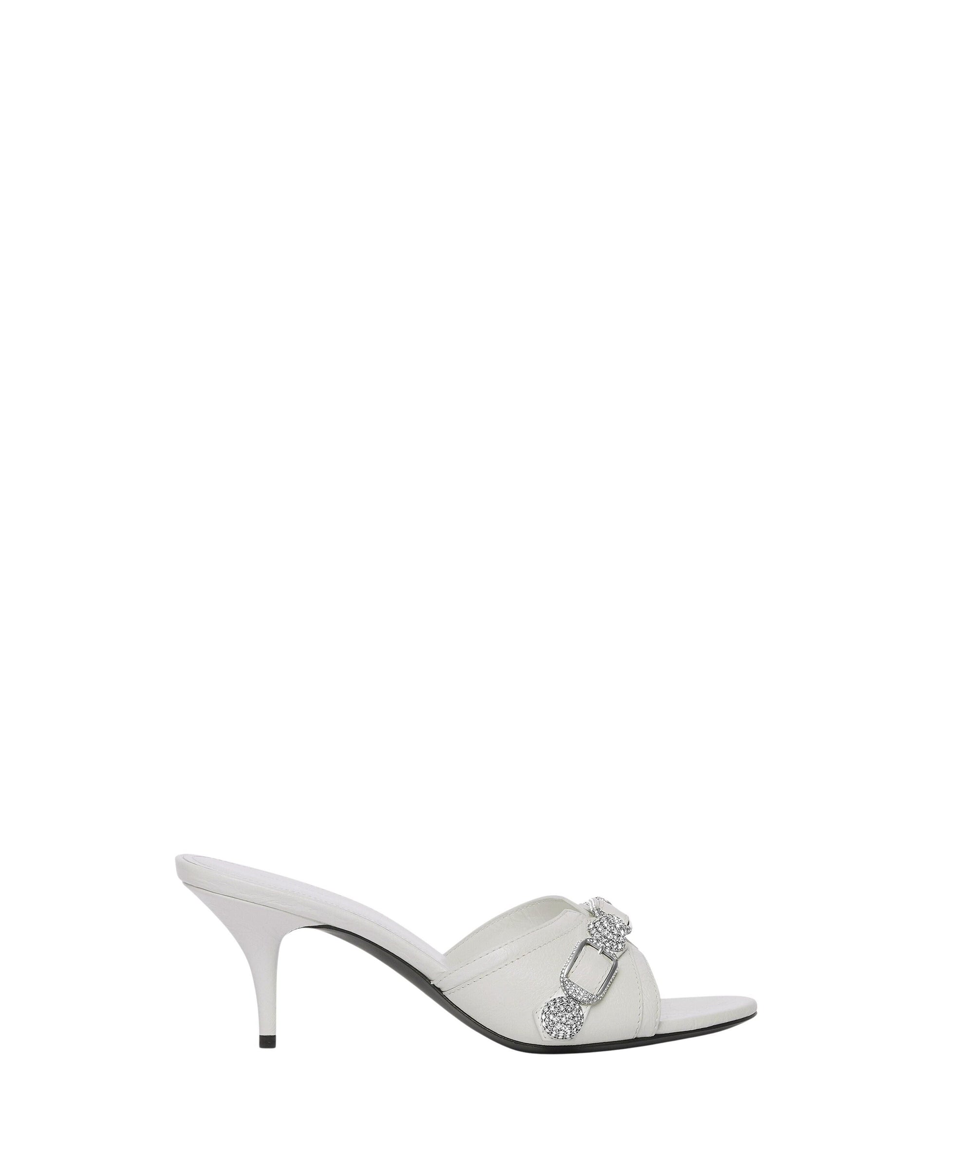 Cagole 70 Sandals With Rhinestones - White & Crystal