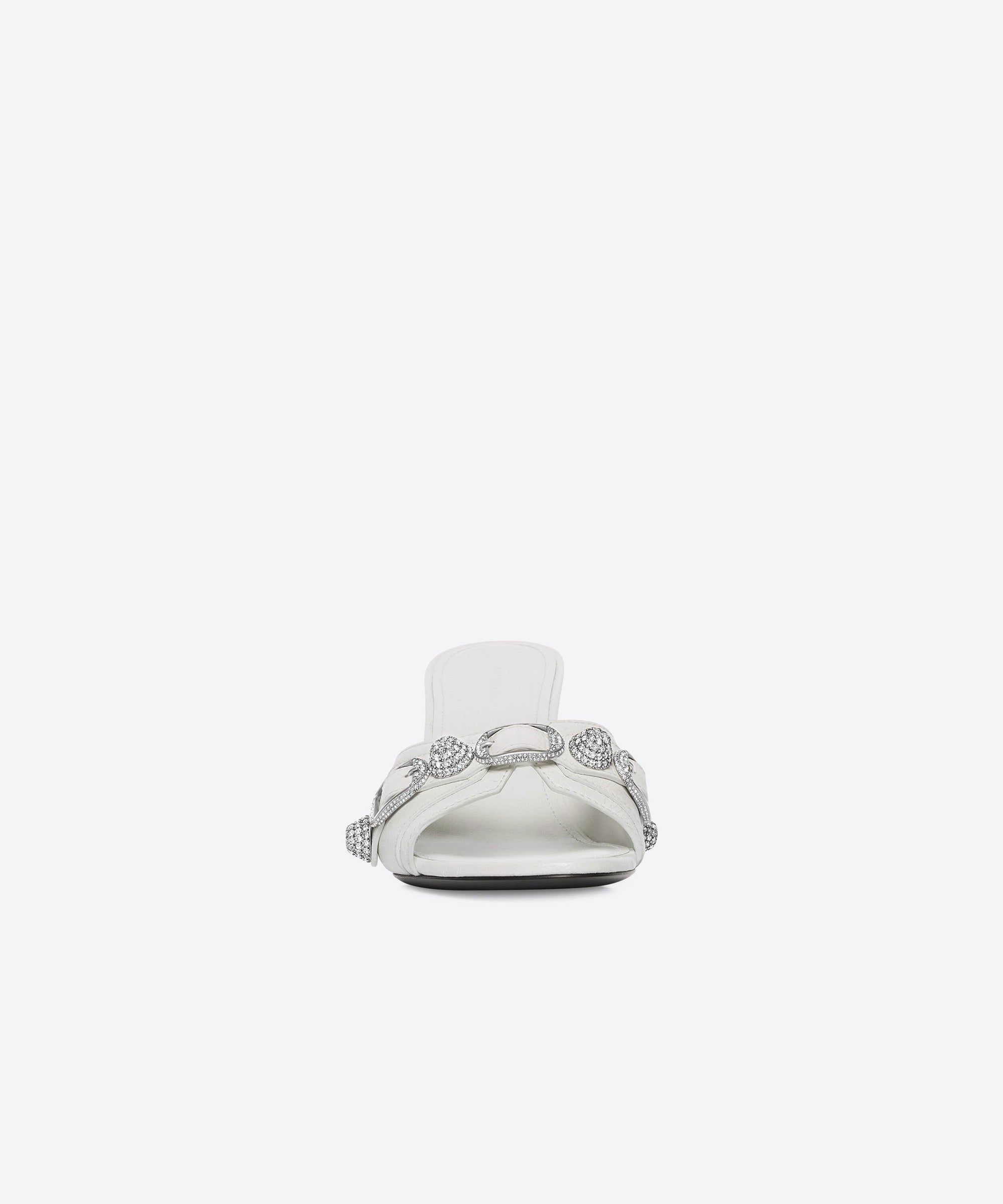 Cagole 70 Sandals With Rhinestones - White & Crystal