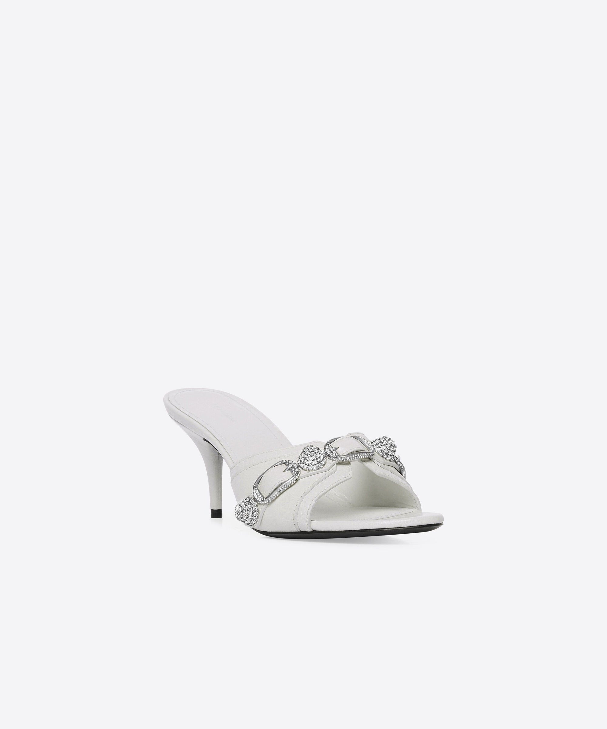 Cagole 70 Sandals With Rhinestones - White & Crystal