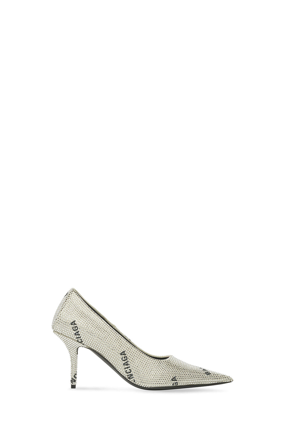 Square Knife With Allover Logo Rhinestones crystal & black 80mm Pumps - Crystal & Black