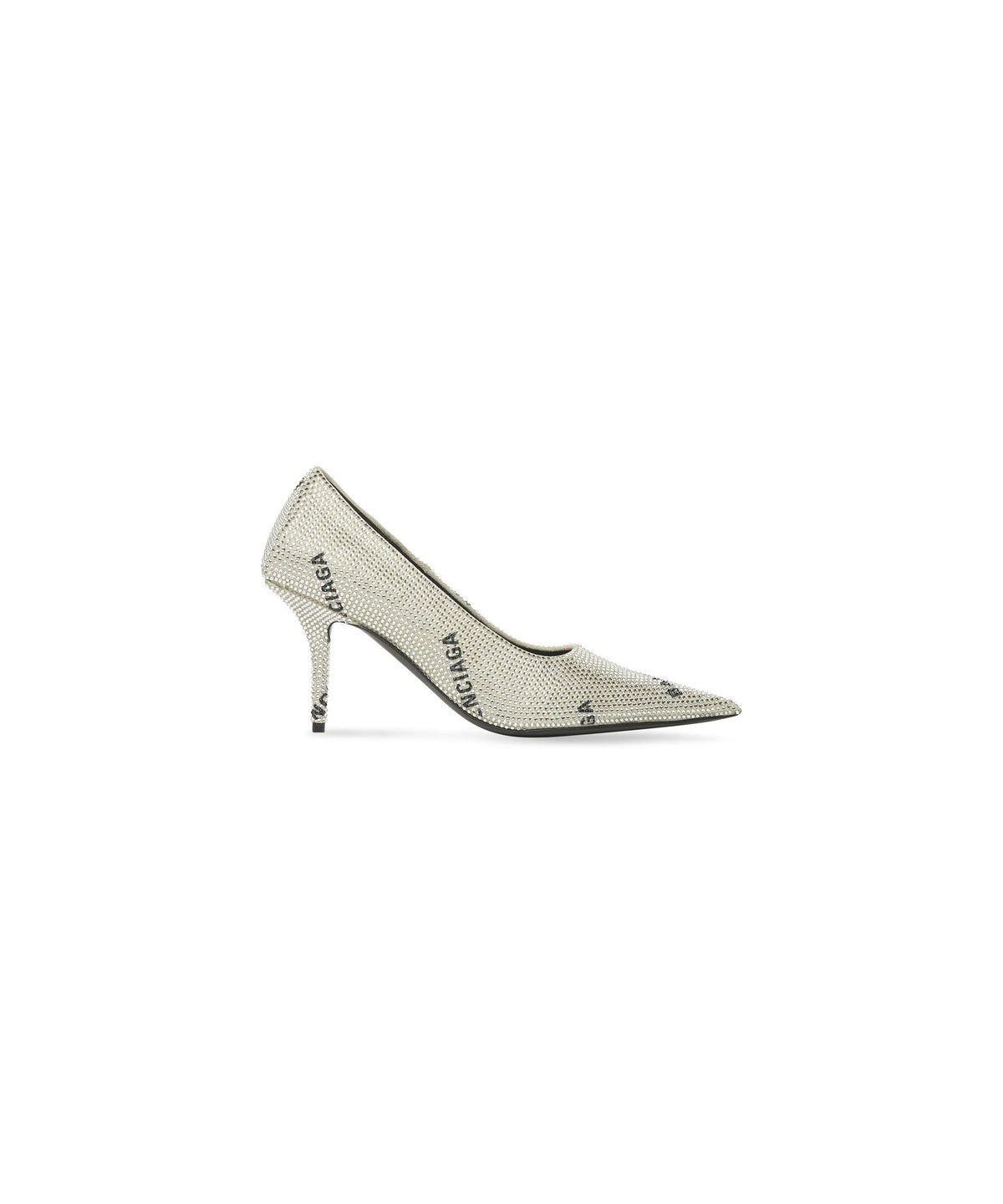 Square Knife 80 Pumps With Allover Logo Rhinestones - Crystal & Black