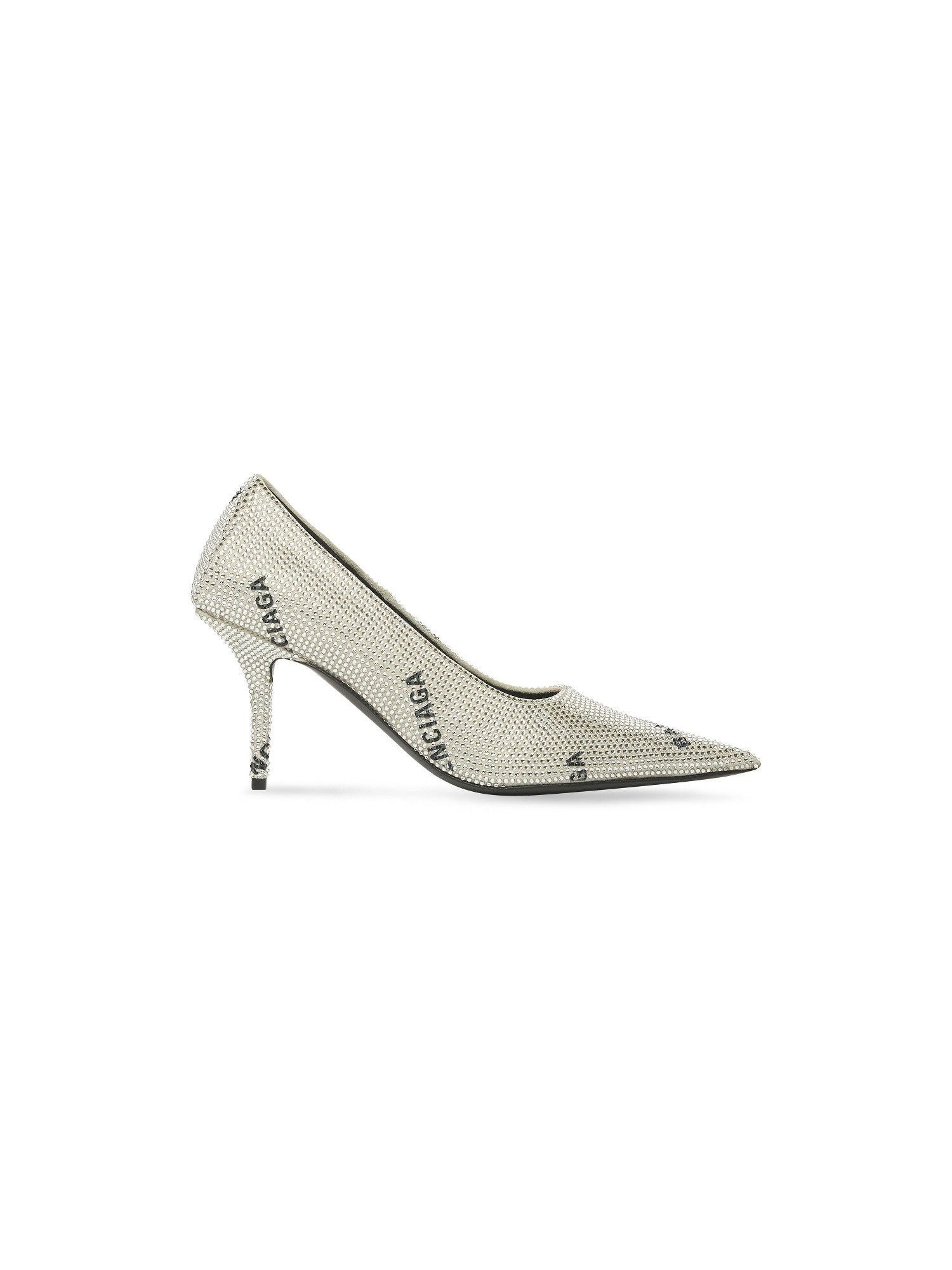 Square Knife With Allover Logo Rhinestones crystal & black 80mm Pumps - Crystal & Black