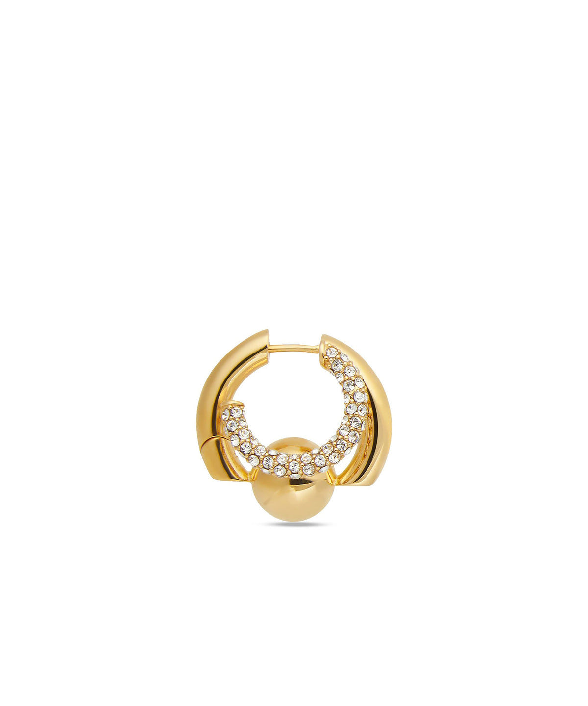 Cut Double Earring - Shiny Gold & Crystal