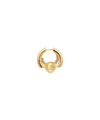 Cut Double Earring - Shiny Gold & Crystal