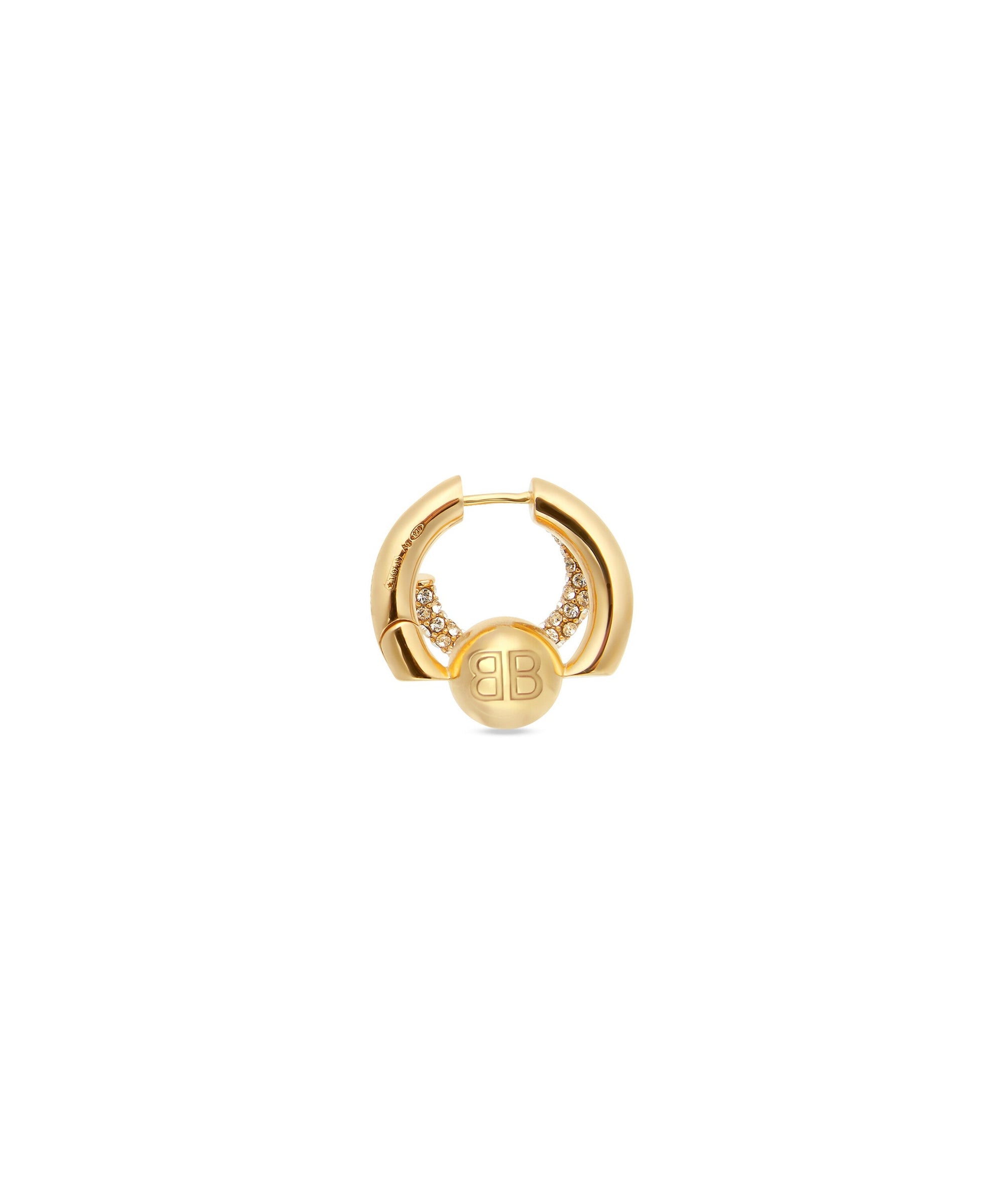 Cut Double Earring - Shiny Gold & Crystal