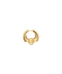 Cut Double Earring - Shiny Gold & Crystal