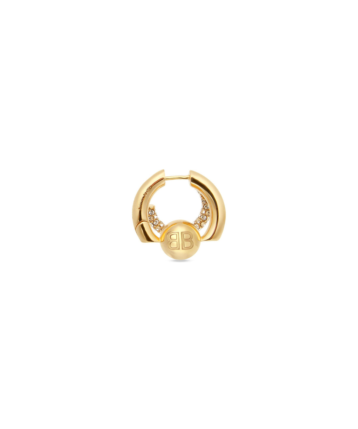 Cut Double Earring - Shiny Gold & Crystal