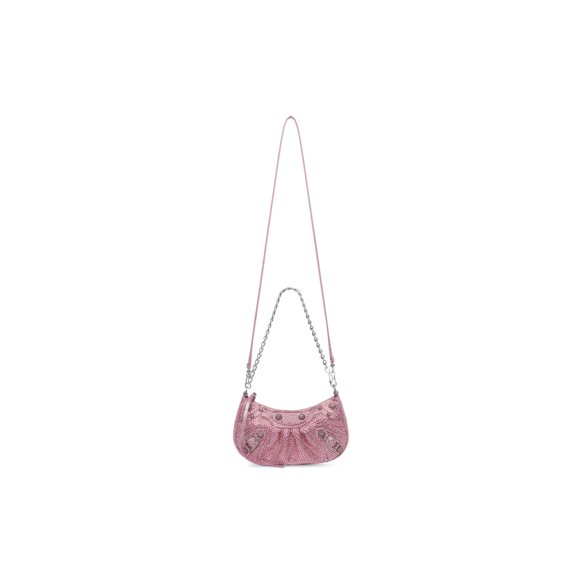 Le Cagole Mini Bag With Chain And Rhinestones - Light Pink