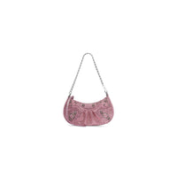 Le Cagole Mini Bag With Chain And Rhinestones - Light Pink