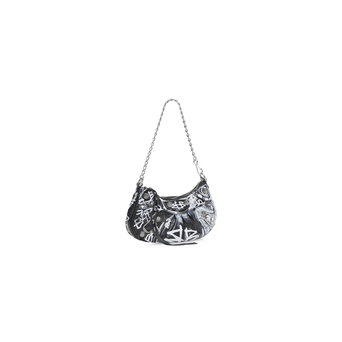 Le Cagole Mini Bag With Chain Graffiti - Black