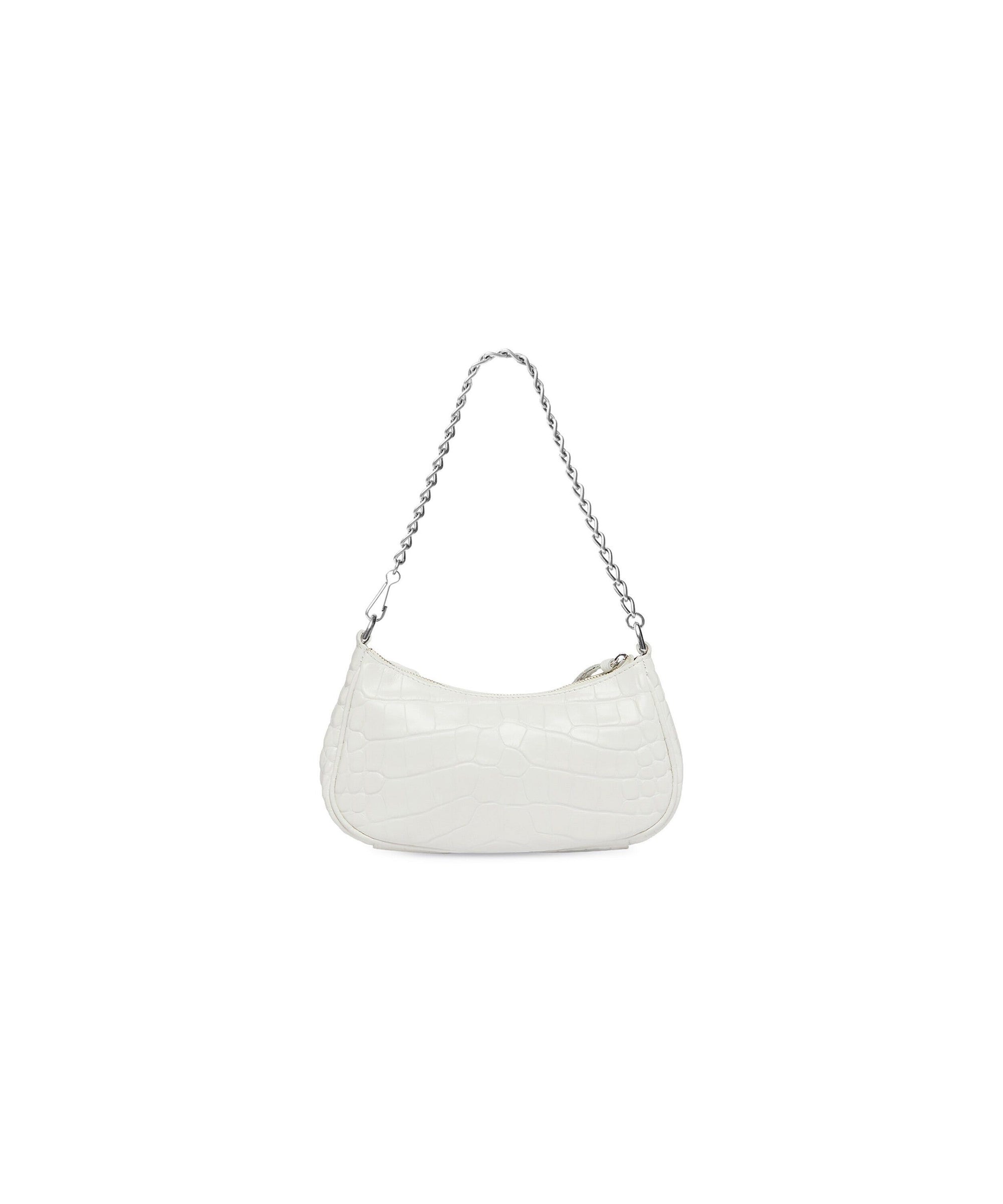 Le Cagole Mini Bag With Chain Crocodile Embossed - White