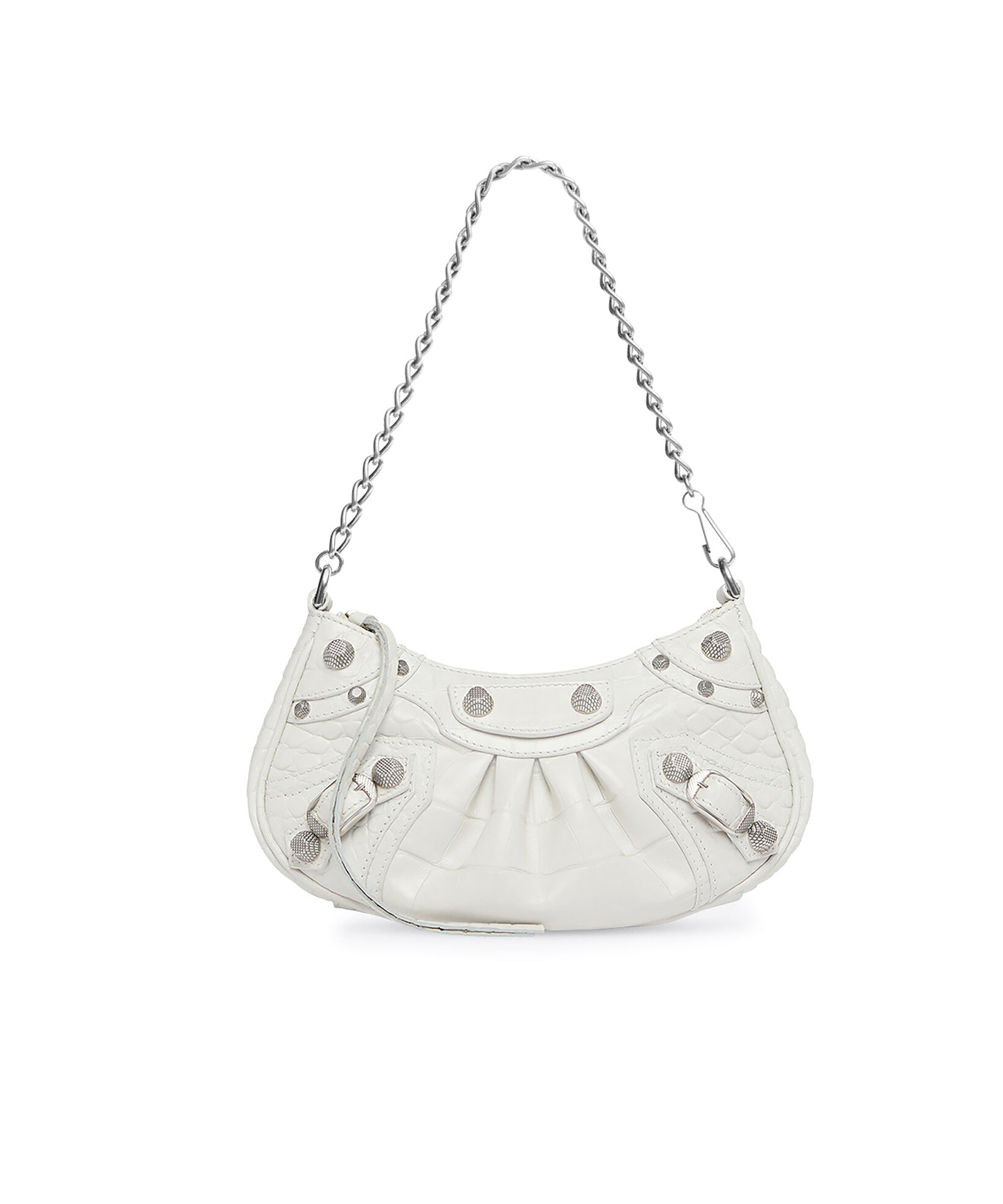 Le Cagole Mini Bag With Chain Crocodile Embossed - White