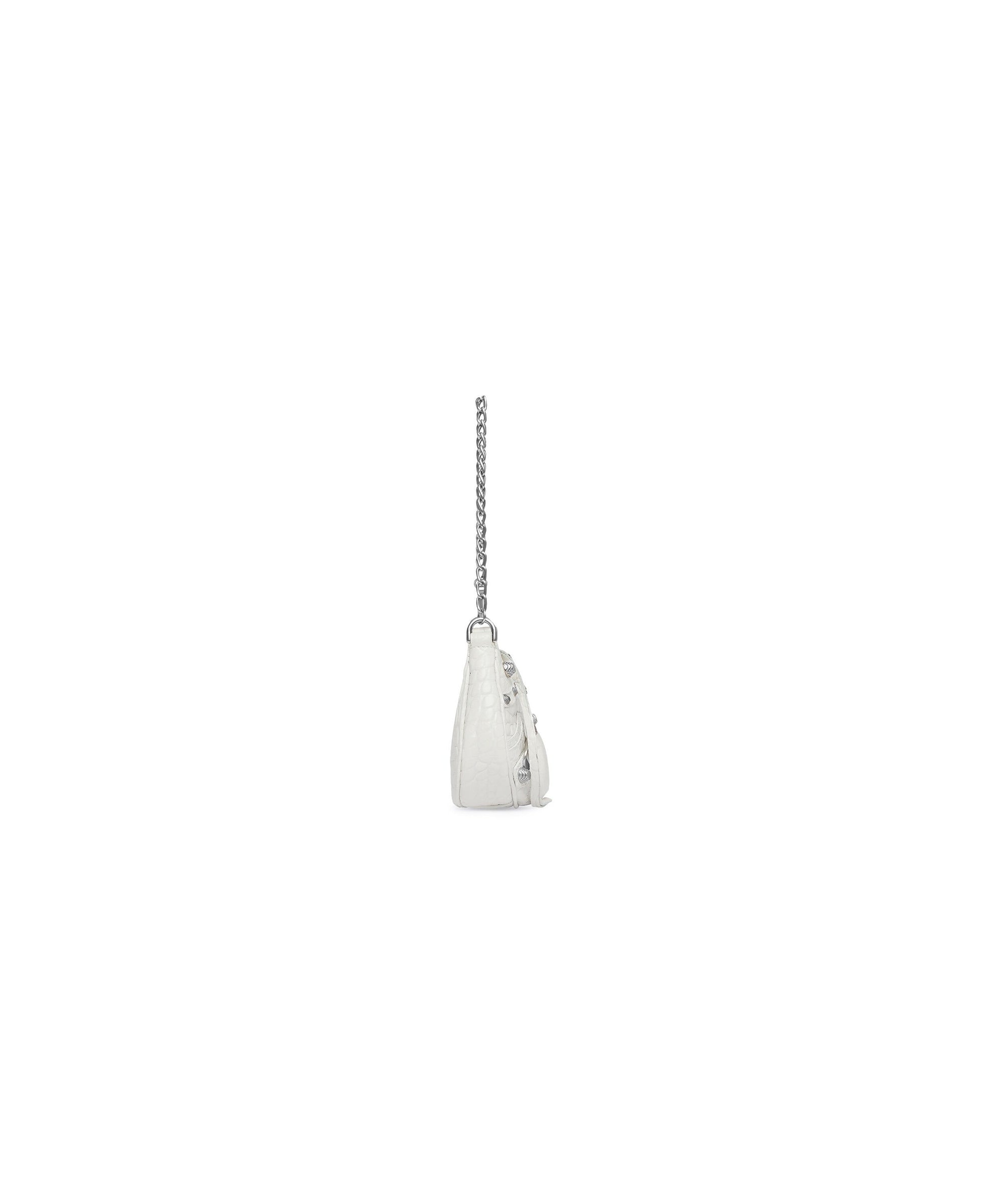 Le Cagole Mini Bag With Chain Crocodile Embossed - White