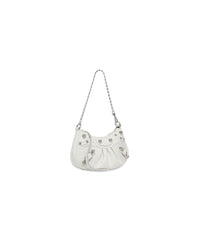 Le Cagole Mini Bag With Chain Crocodile Embossed - White