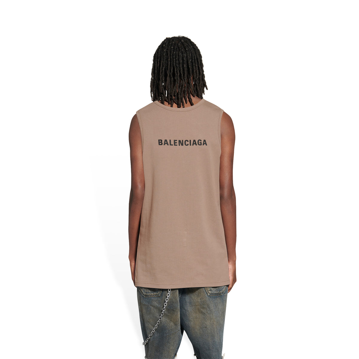 Balenciaga Loose Tank Top - Taupe & Black