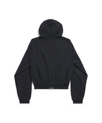 Balenciaga Tab Worn-Out Zip-up Hoodie - Overdyed Black