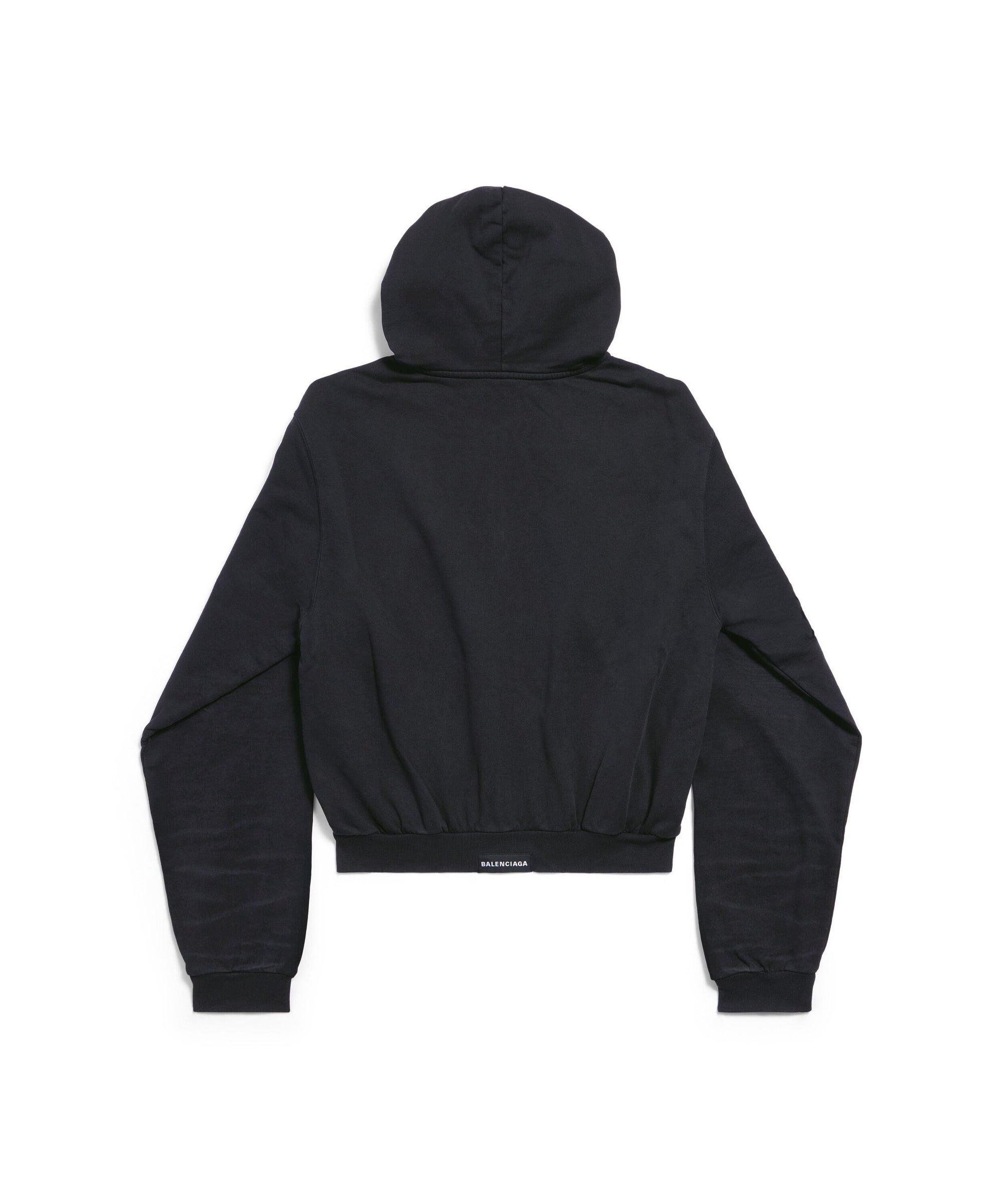 Balenciaga Tab Worn-Out Zip-up Hoodie - Overdyed Black