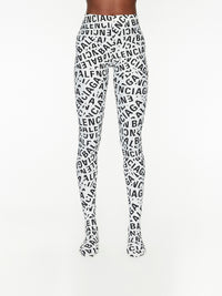 Logo Strips Printed grey & black Leggings - Grey & Black