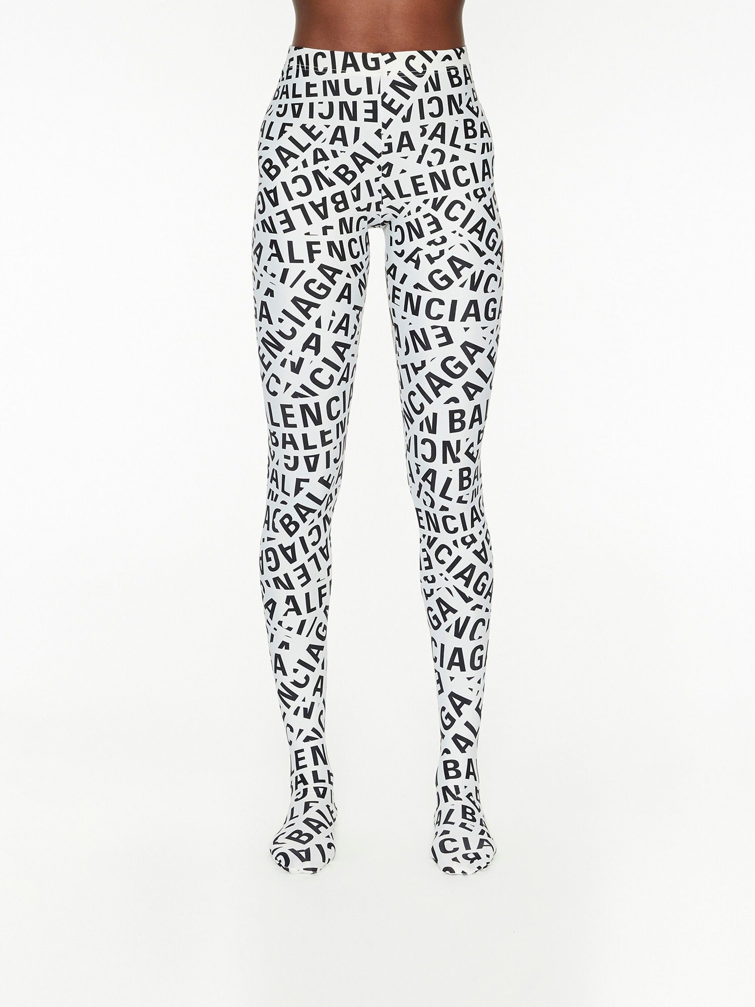 Logo Strips Printed grey & black Leggings - Grey & Black