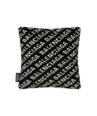 Allover Logo Cushion - Black & Ivory
