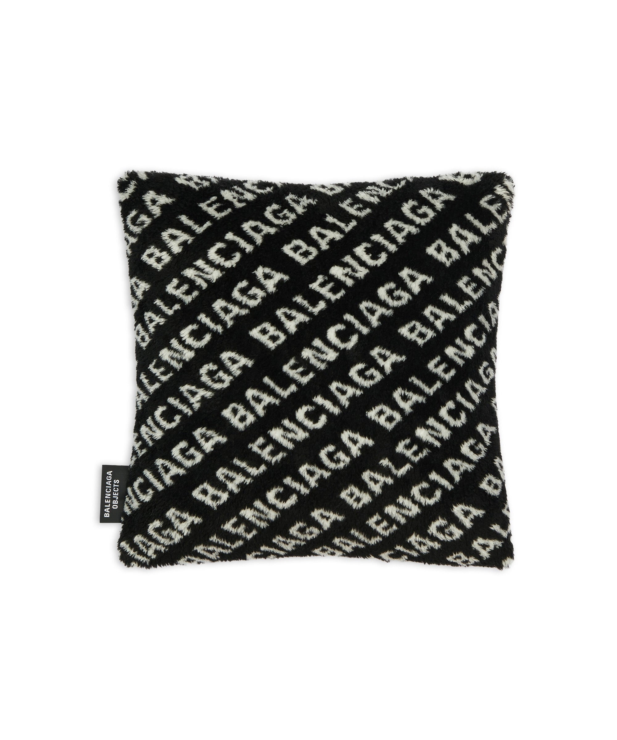 Allover Logo Cushion - Black & Ivory