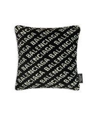 Allover Logo Cushion - Black & Ivory