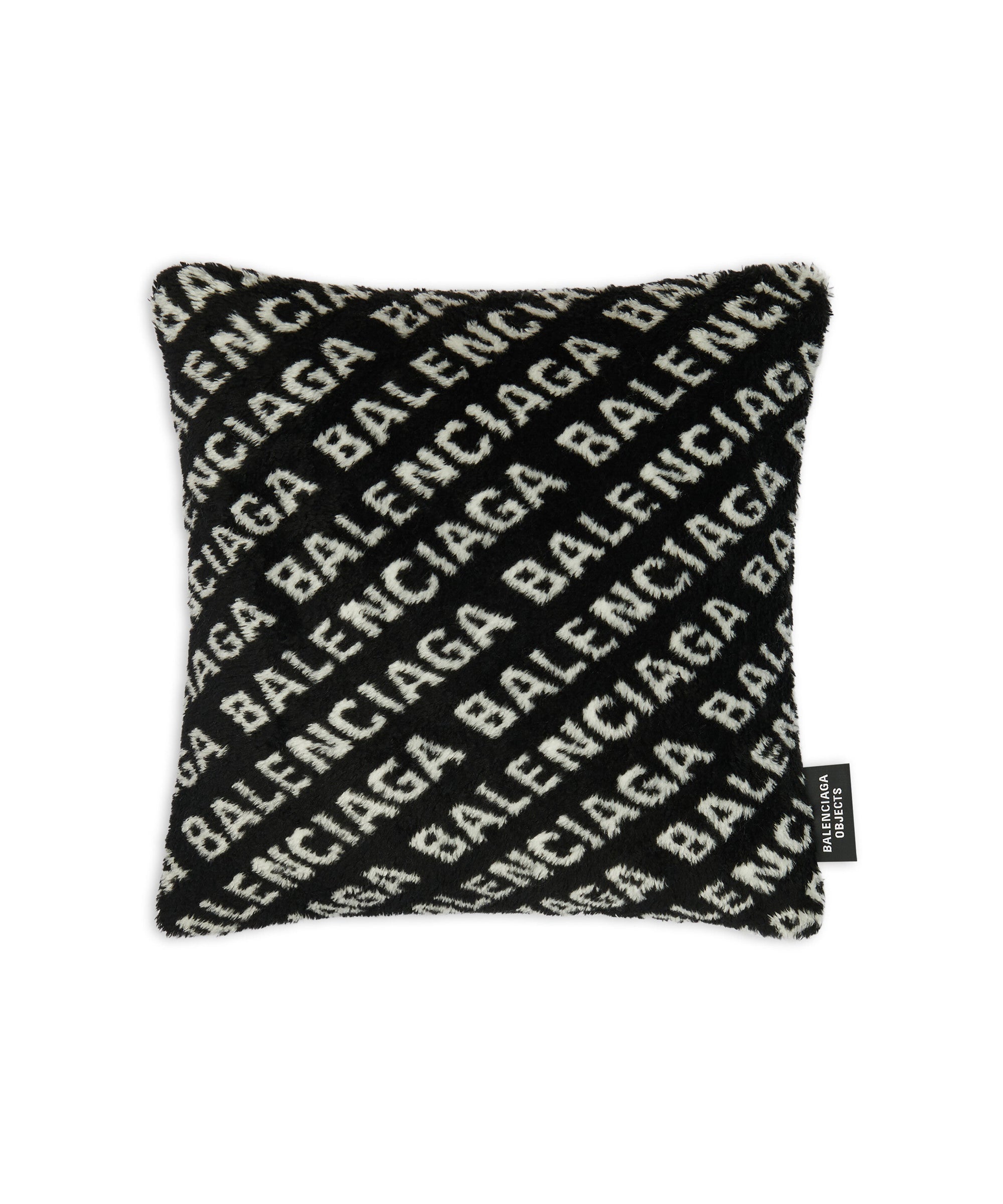 Allover Logo Cushion - Black & Ivory