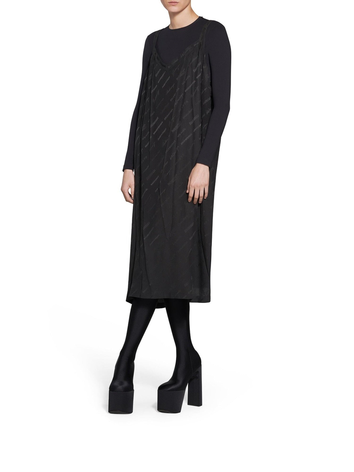 Logomania All Over Slip black Dress - Black