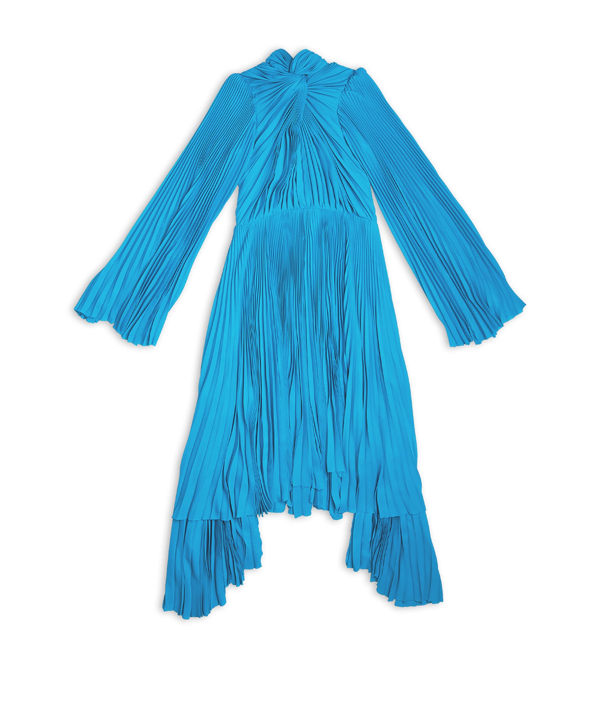 Knotted Drape Dress - Petrol Blue